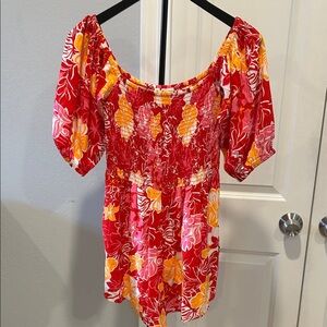 Roxy Red and Yellow Floral Romper